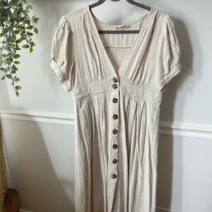 Viscose Linen Button-Down Dress